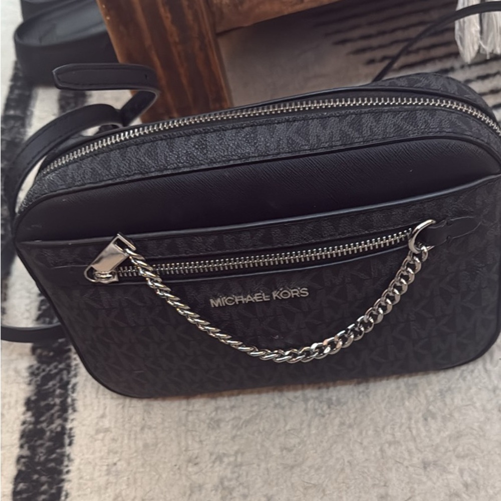 Michael Kors Black Textured Crossbody Bag